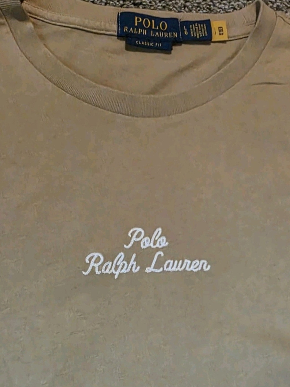 Polo by Ralph Lauren Tan Short Sleeve Crewneck Tee with Script Logo - Picture 6 of 8